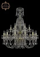 Люстра подвесная хрустальная 11.21.12+6.300.2d.XL-95.Gd.Sp Богемиа Арт Классик прозрачная на 18 ламп, основание золотое в стиле классический Люстра подвесная хрустальная 11.21.12+6.300.2d.XL-95.Gd.Sp Богемиа Арт Классик прозрачная на 18 ламп, основание золотое в стиле классический